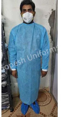 Non-Woven Polypropylene Unisex Disposable Surgical Gown, Color : Blue