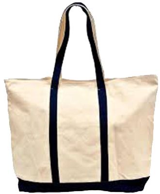 Plain White Loop Handle Canvas Bag, Technics : Machine Made