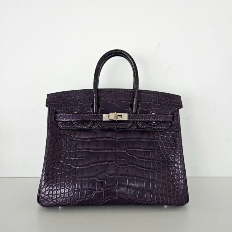 Niloticus Crocodile Purple Leather Bag