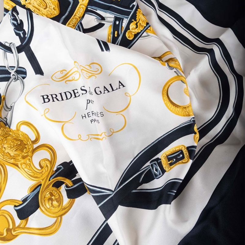 Hermès Brides De Gala Blue White Gold Large Silk Scarf