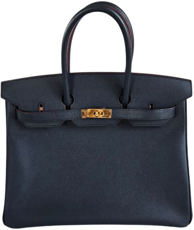 Hermes Blue Marine Epsom Leather Gold Hardware Birkin 35 Bag