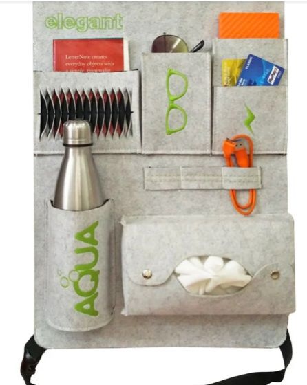Blaze Car Back Seat Organizer Grey & Green