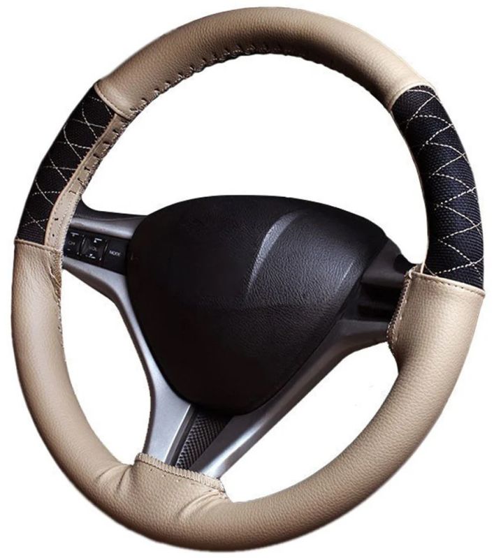 Car Steering Wheel Cover Beige