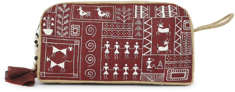 Jute Warli Hand Painted Pouch