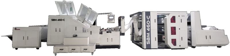 Square Bottom Paper Bag Making Machine With Two Color Online Printing Sbm 460-C