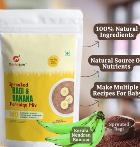 Sprouted Ragi and Banana Porridge Mix Powder