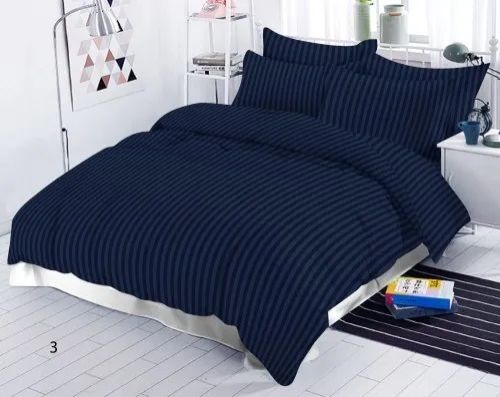 Satin Stripe Dyed King Size Bedsheet 210 TC
