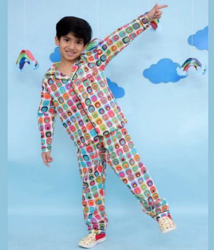 Cotton Boys Multicolor Night Suits, Sleeve Type : Long Sleeve