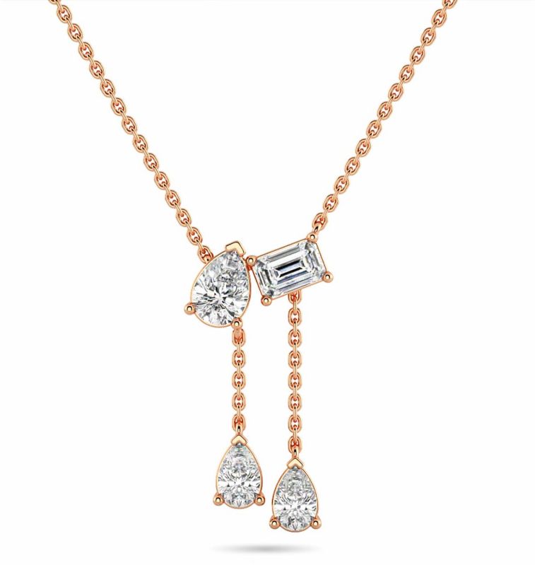 Toi Et Moi Pear and Emerald Cut Lab-Grown Diamond Drop Necklace