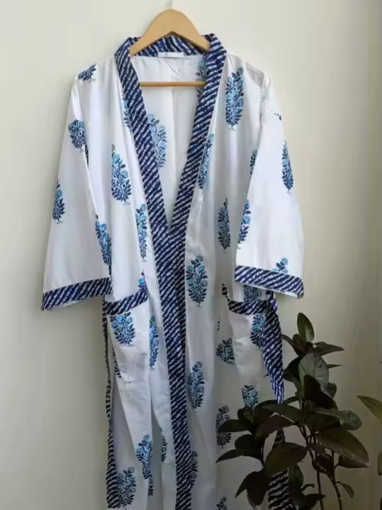 Women Cotton Long Kimono Bath Robe