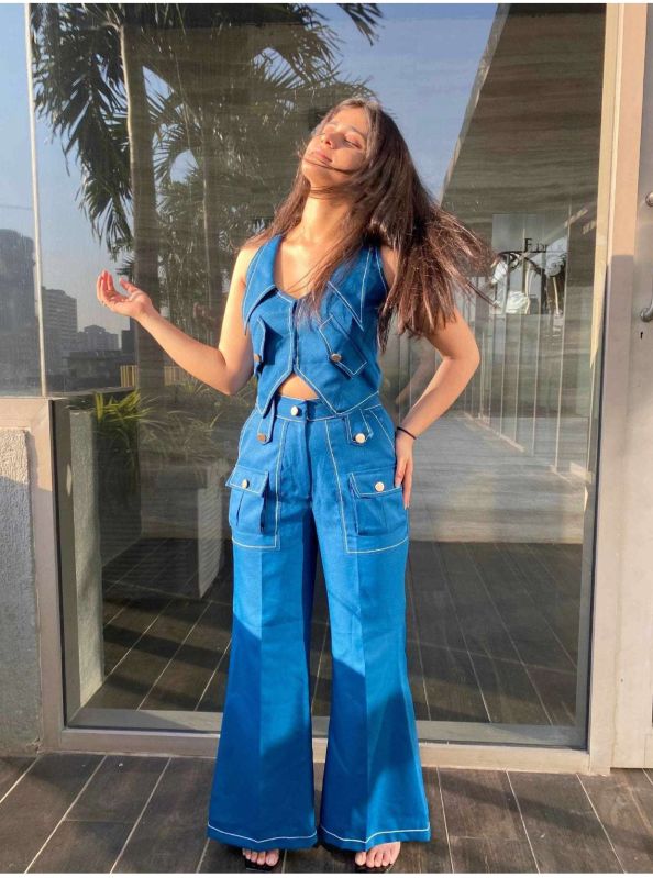 Ladies Blue Button Dress