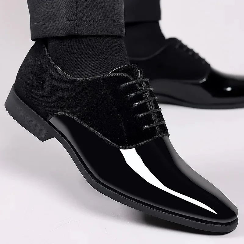 Mens Black Full Patent Oxfords Shoes