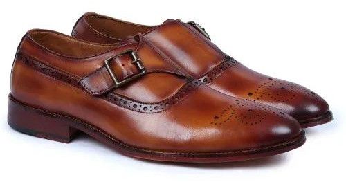 Mens Formal Brown Single Strap Monk Shoes