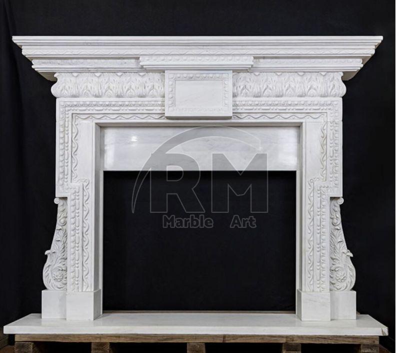 Antique Style White Marble Fireplace