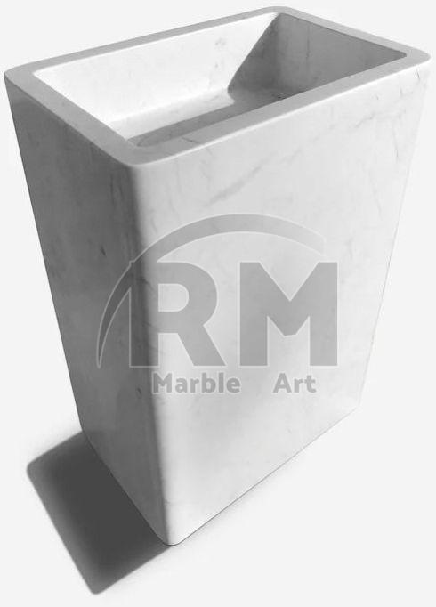 Cubic White Marble Pedestal Sink