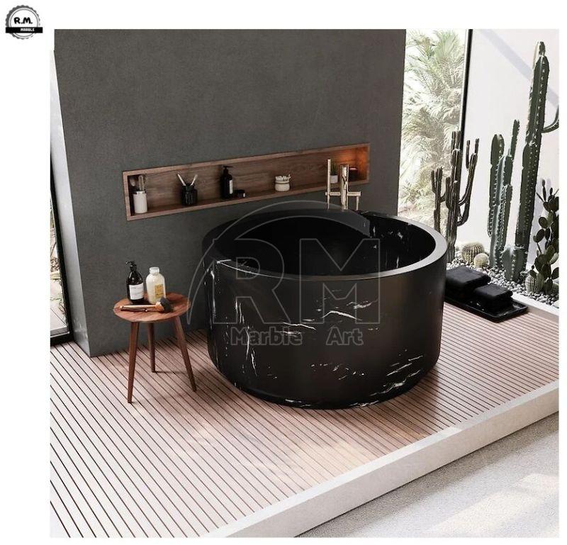 Round Black Marble Bath Tub