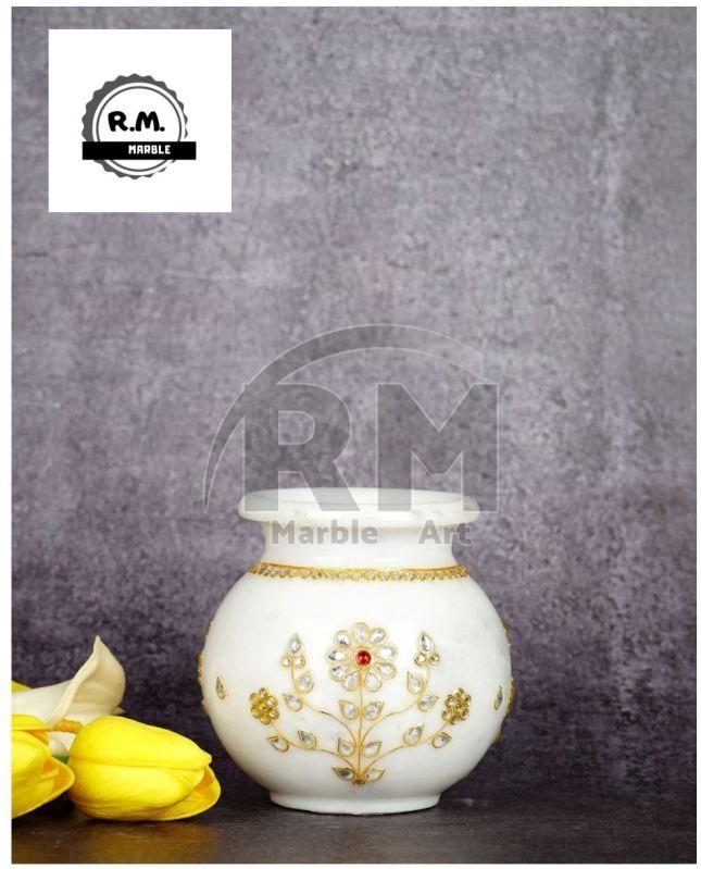 White Marble Hand Painted Flower Pot