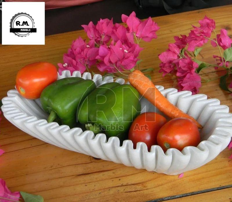 White Marble Oval Handmade Bowl