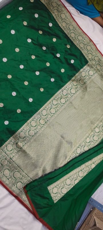 Green Embroidered Zari Beads Handwoven Silk Saree