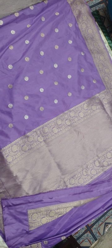 Lavender Zari Border Soft Silk Saree