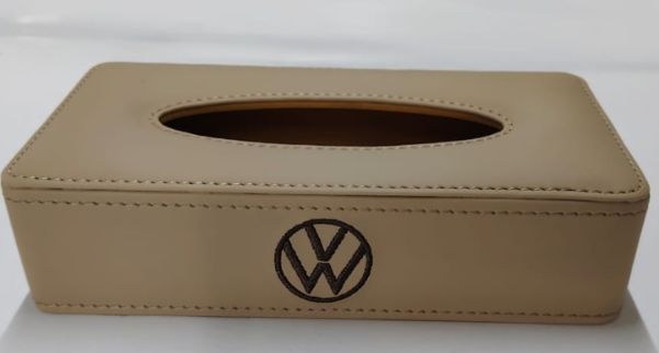 Beige Volkswagen PU Leather Tissue Box