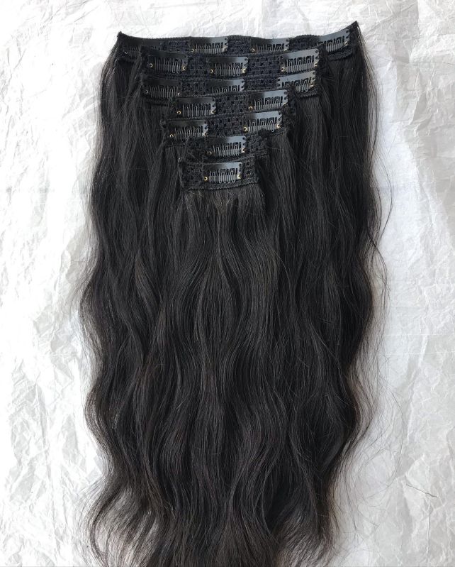 Indian Human Virgin Wavy 7 Set Clip in Human Hair Extension