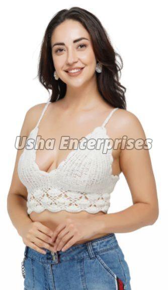 V Neck White Bra Top