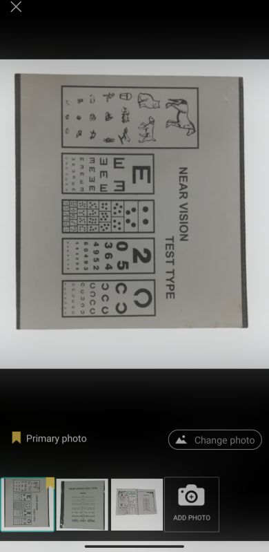Numeric Near Vision Chart , Cardboard