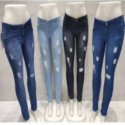 Knitted Rough Ladies Lycra Narrow Fit Rugged Jeans Everyday Wear