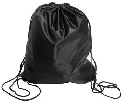 Plain Polyester Drawstring Bag, Color : Black