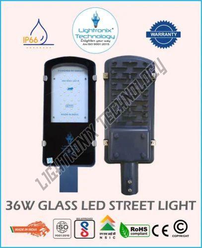 36 Watt Glass LED Street Light, Brand Name : Lightronix