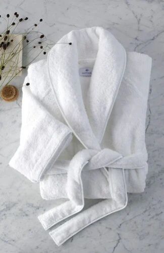 Plain Cotton White Bathrob Bath Gown Free, Gender : Unisex for Hotel