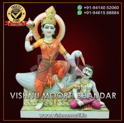 Carved Marble Baglamukhi Mata Statue