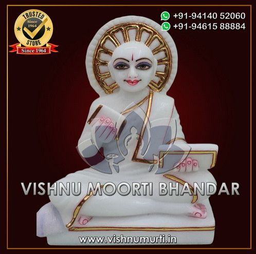 Carved Marble Gautam Swami Statue, Color : Multicolor