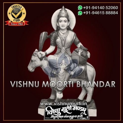 Carved Marble Shitla Mata Statue, Color : White