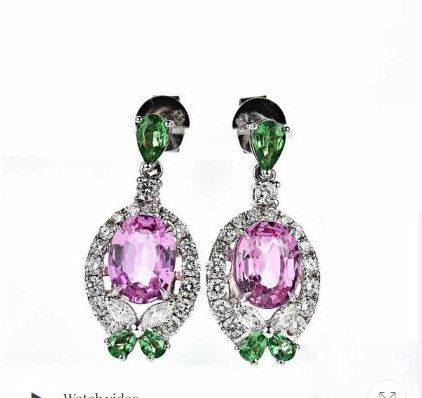 18K Pink Sapphire Earring Oval 2.89 Cts