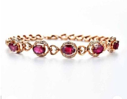 18K Ruby Bracelet Oval 2.22 Cts