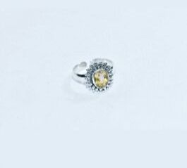 Sterling Silver Citrine Ring, Color : Yellow