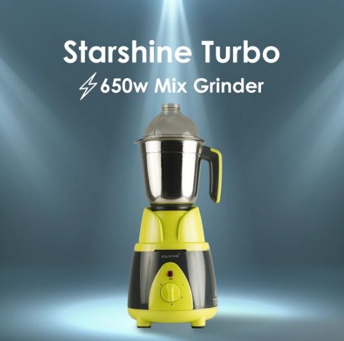 Starshine Turbo 650W Mixer Grinder, 3 Jars (Green)
