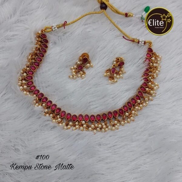 Elite Kempu Stone Matte Women Necklace