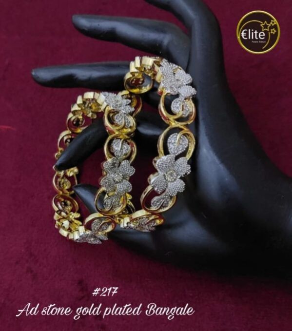 Elite Women AD Stone Gold Plated Bangle