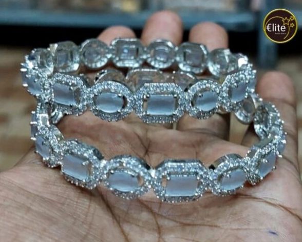 Elite Women AD Stone Rodium Polish Bangle