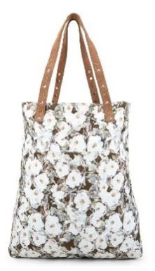 Floral Long Leather Tote Bag