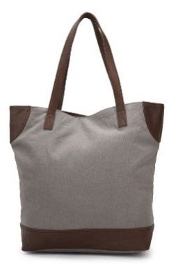Printed Leather Canvas Tote Bag, Color :  