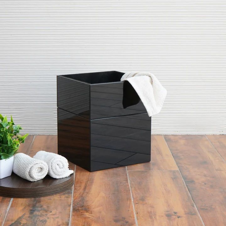 Black Bathroom Dustbin Hand Towel Basket Organiser