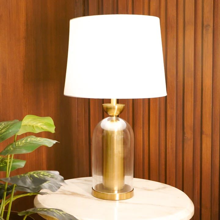 Double Layer Glass Table Lamp with Shade, Gold