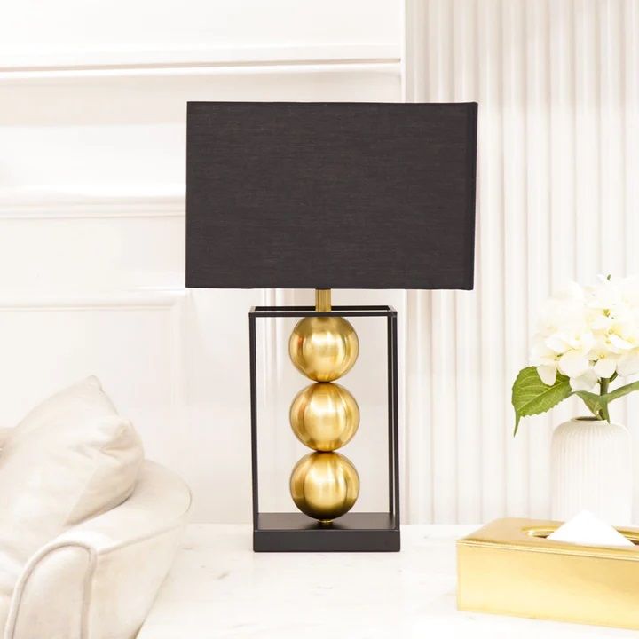 Stacked Spheres Table Lamp with Shade, Gold