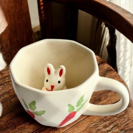 White Carrot Print Ceramic Cuddle Mug, Capacity : 280ml