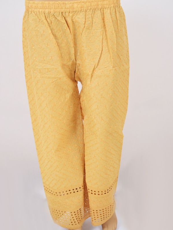 Beige Hakoba Embroidery Lucknowi Chikankari Women Cotton Palazzo