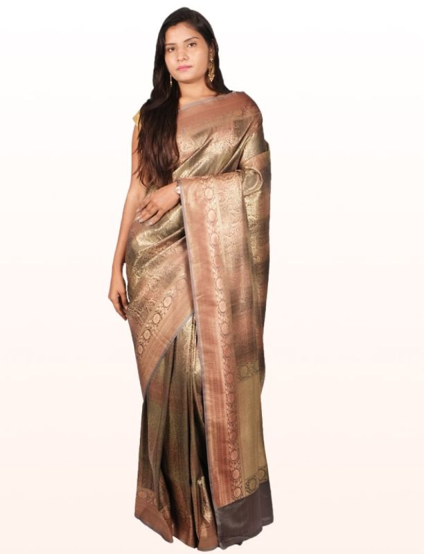 Grey Woven Design Banarasi Semi Silk Saree